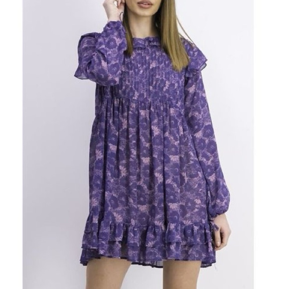 Free People Women's These Dreams Long Sleeve Minidress in Purple